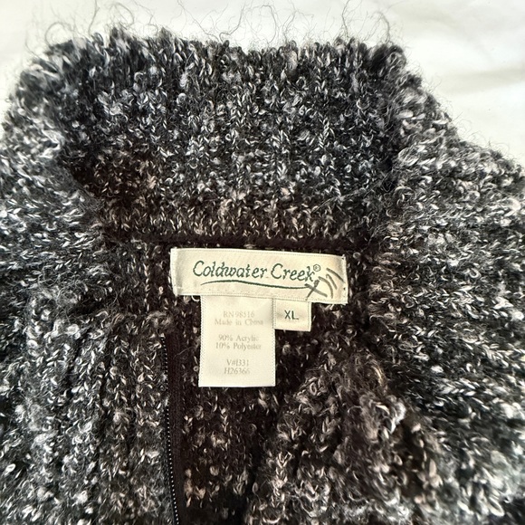 Coldwater Creek Black Gray Marled Knit Zip Front Sweater Jacket Women’s XL - Picture 4 of 5